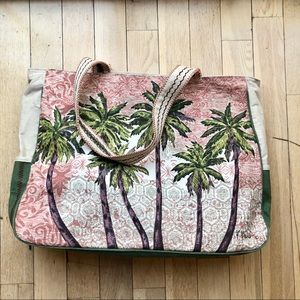 Large Fantasea Paul Brent Palm Tree Beach Bag